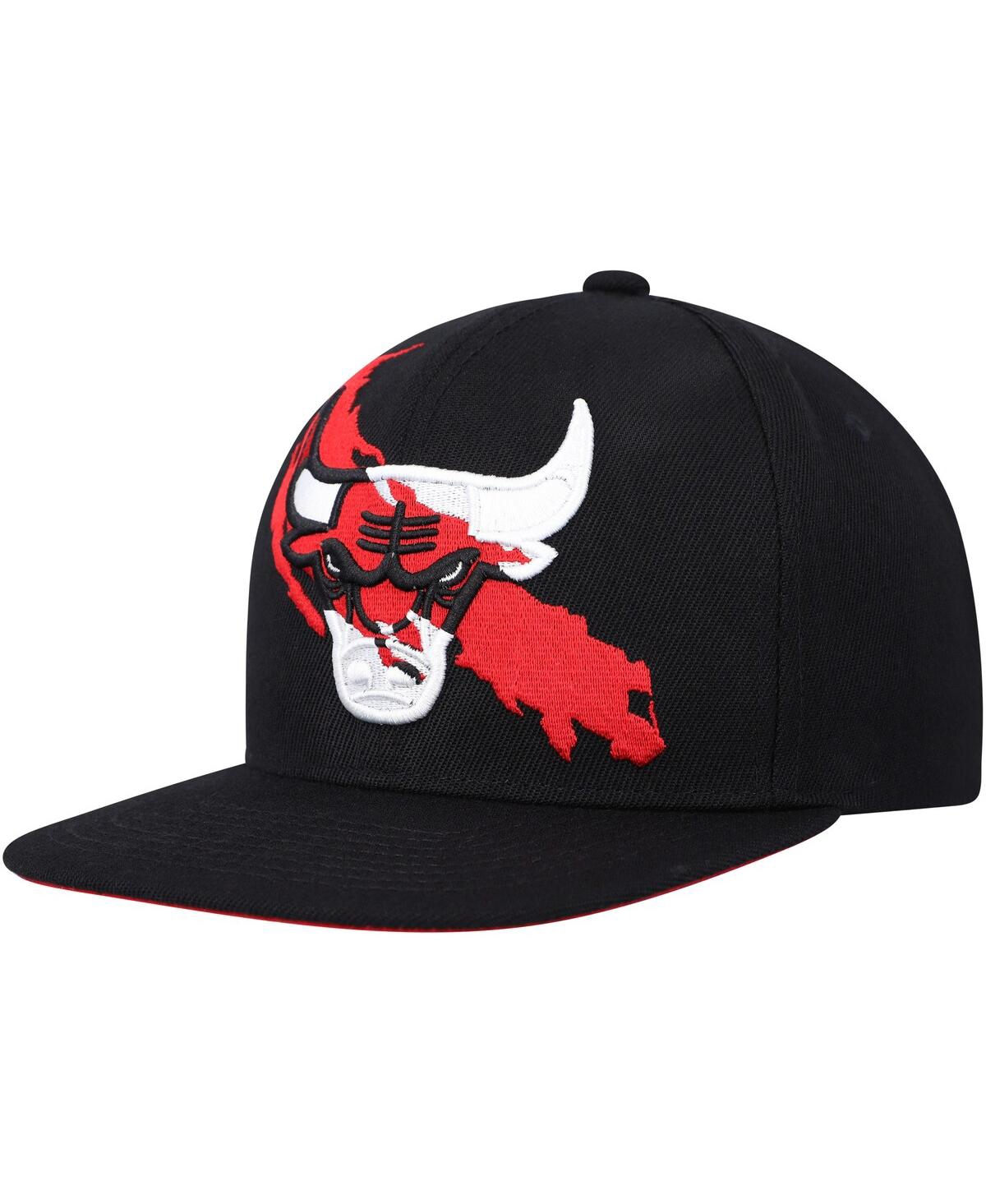 Mitchell & Ness Men's  Black Chicago Bulls Paint By Numbers Snapback Hat