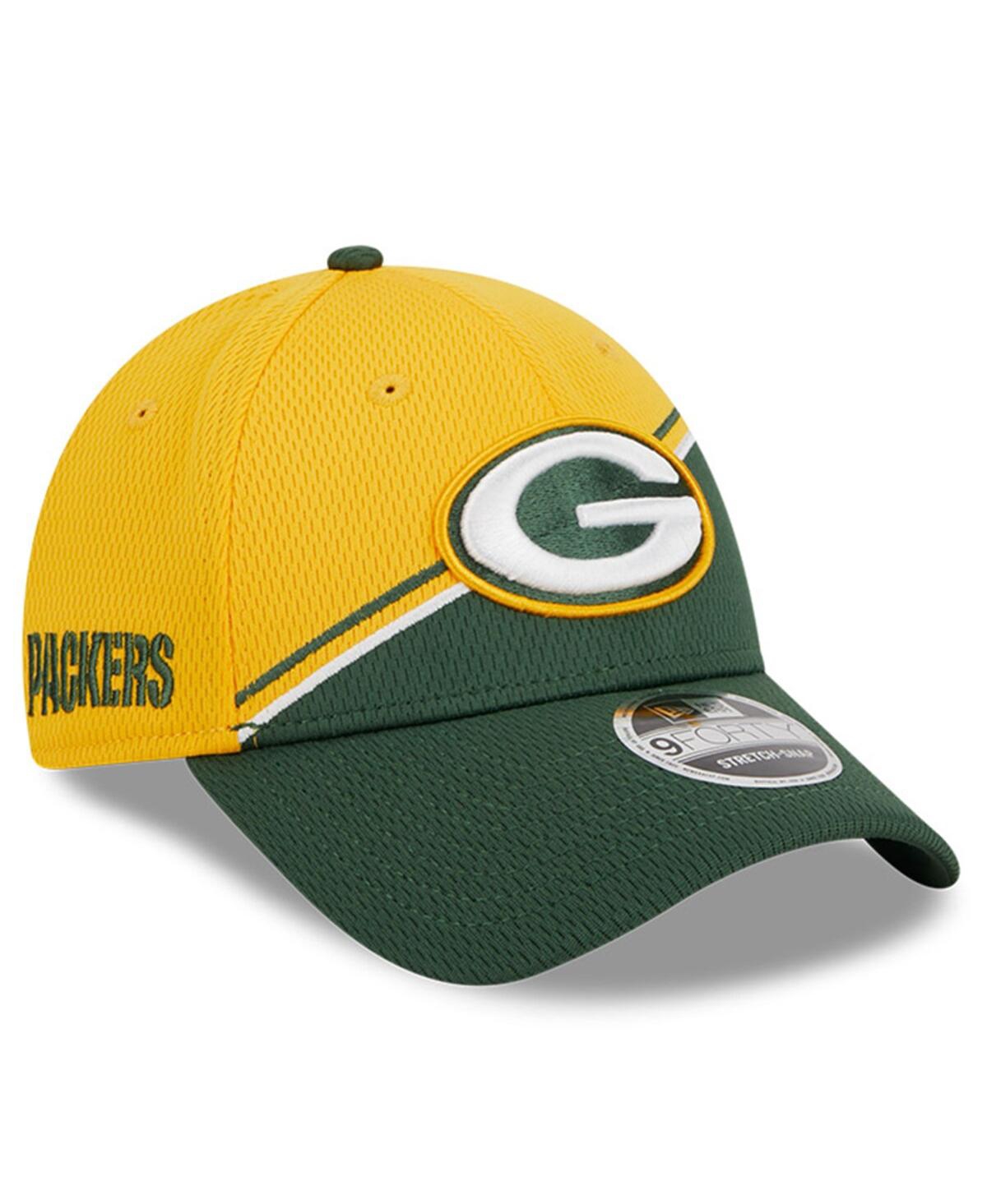 NEW ERA MEN'S NEW ERA GOLD, GREEN GREEN BAY PACKERS 2023 SIDELINE 9FORTY ADJUSTABLE HAT