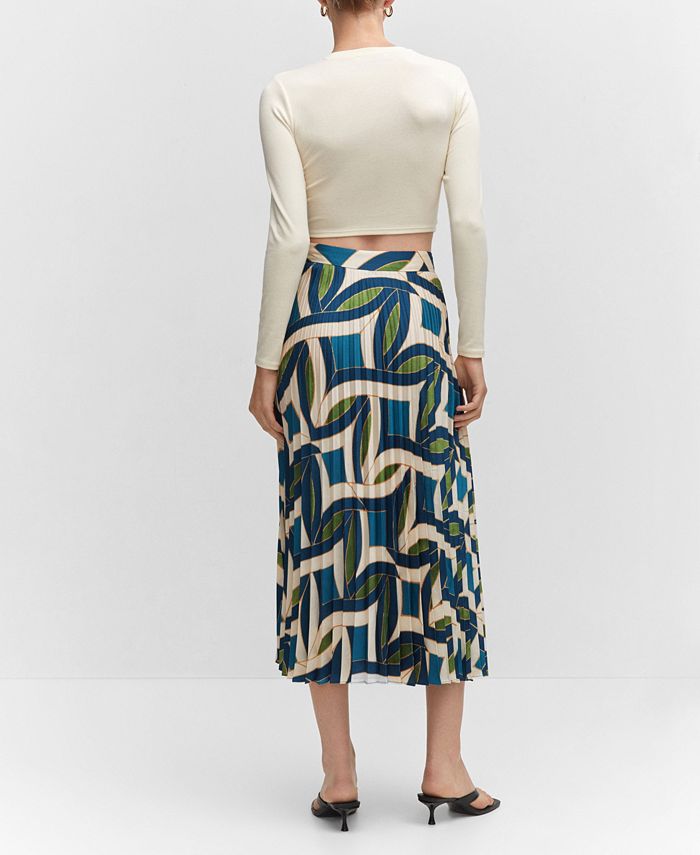 MANGO Women's Printed Pleated Skirt Macy's