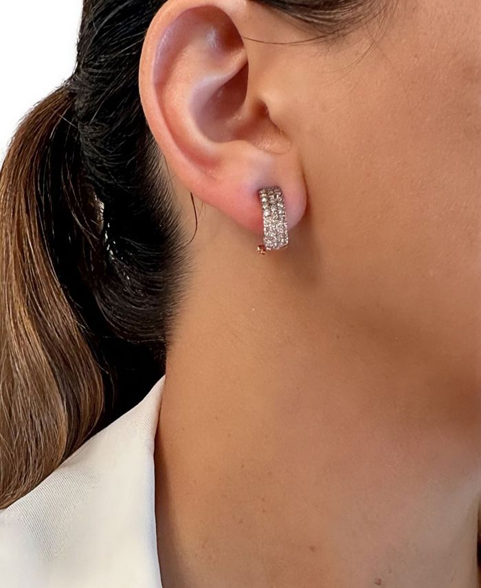 Ombr Chocolate Diamond Nude Diamond 1 1 4 ct. t.w. Omega Hoop Earrings in 14k Rose Gold White Gold or Yellow Gold