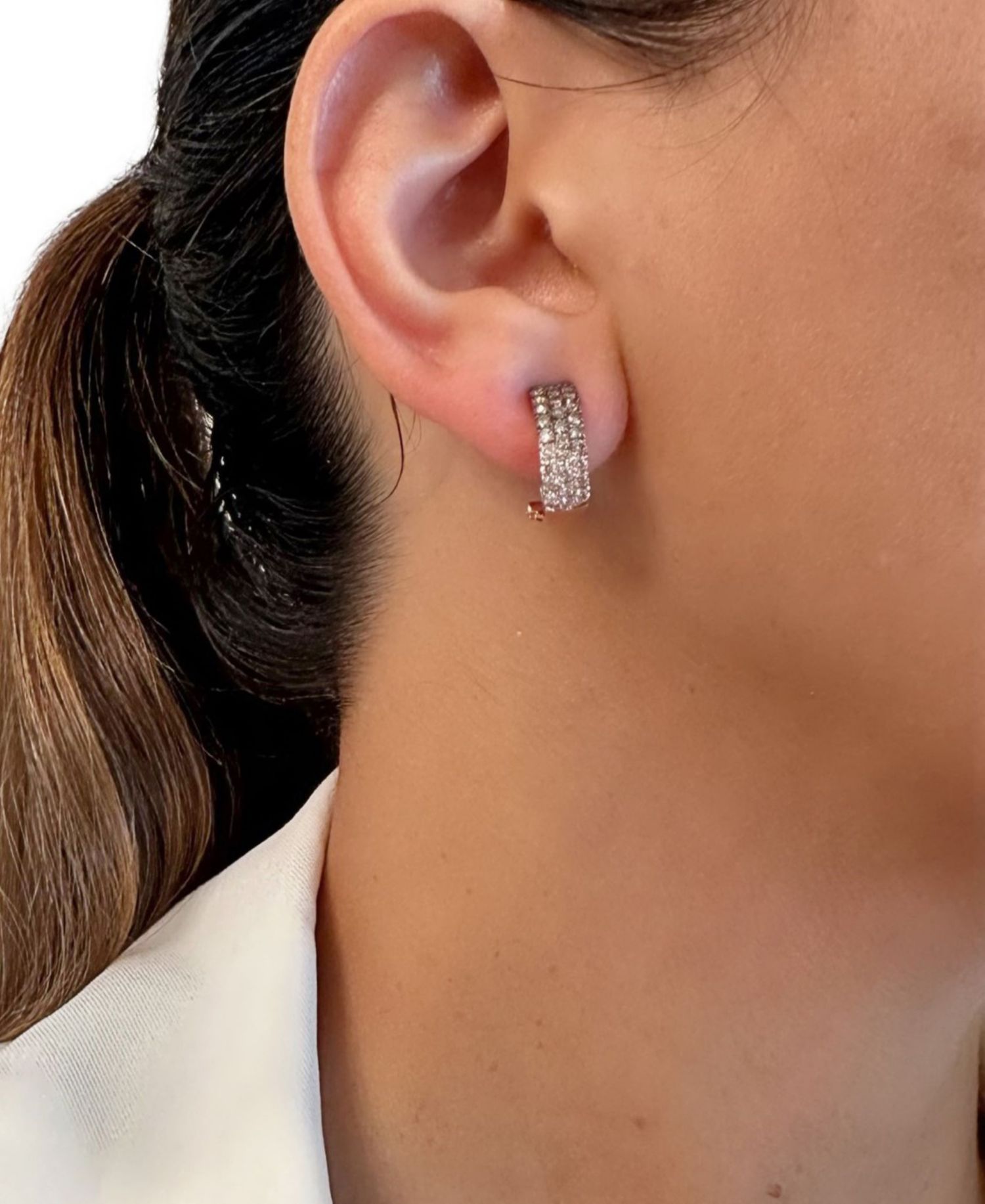 Ombr&eacute; Chocolate Diamond & Nude Diamond (1-1/4 ct. t.w.) Omega Hoop Earrings in 14k Rose Gold, White Gold or Yellow Gold