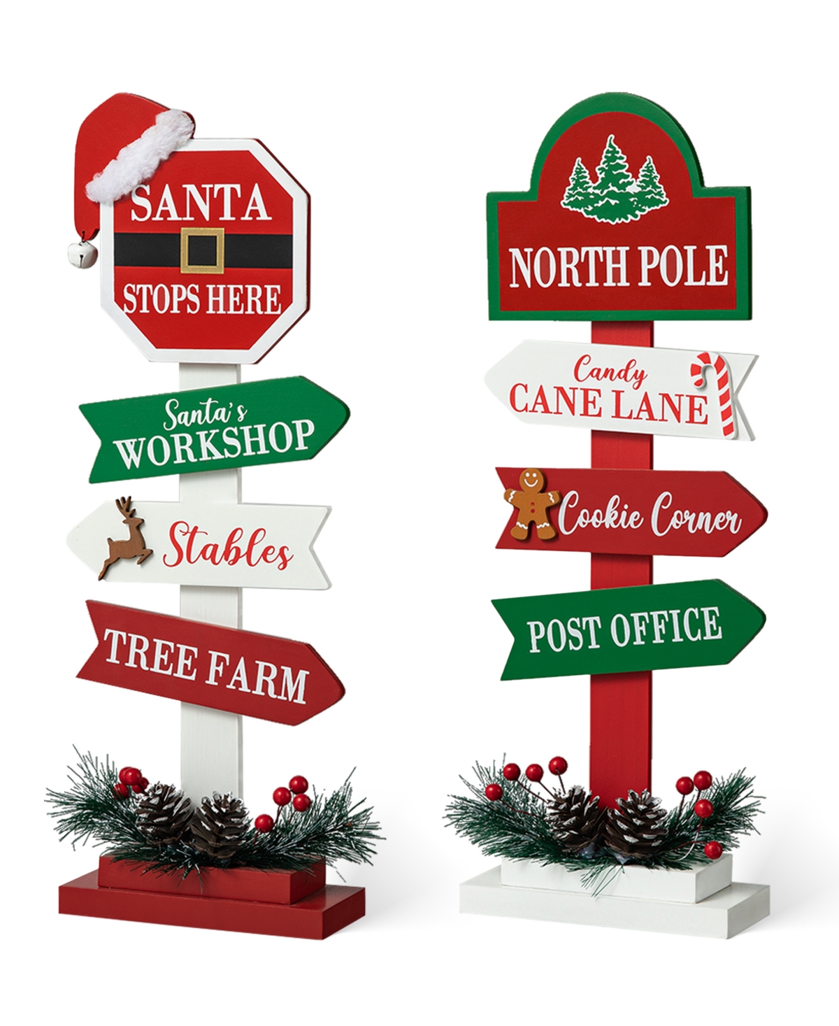 Glitzhome 16.5" H Set Of 2 Christmas Wooden Sign Table Decor In Multi
