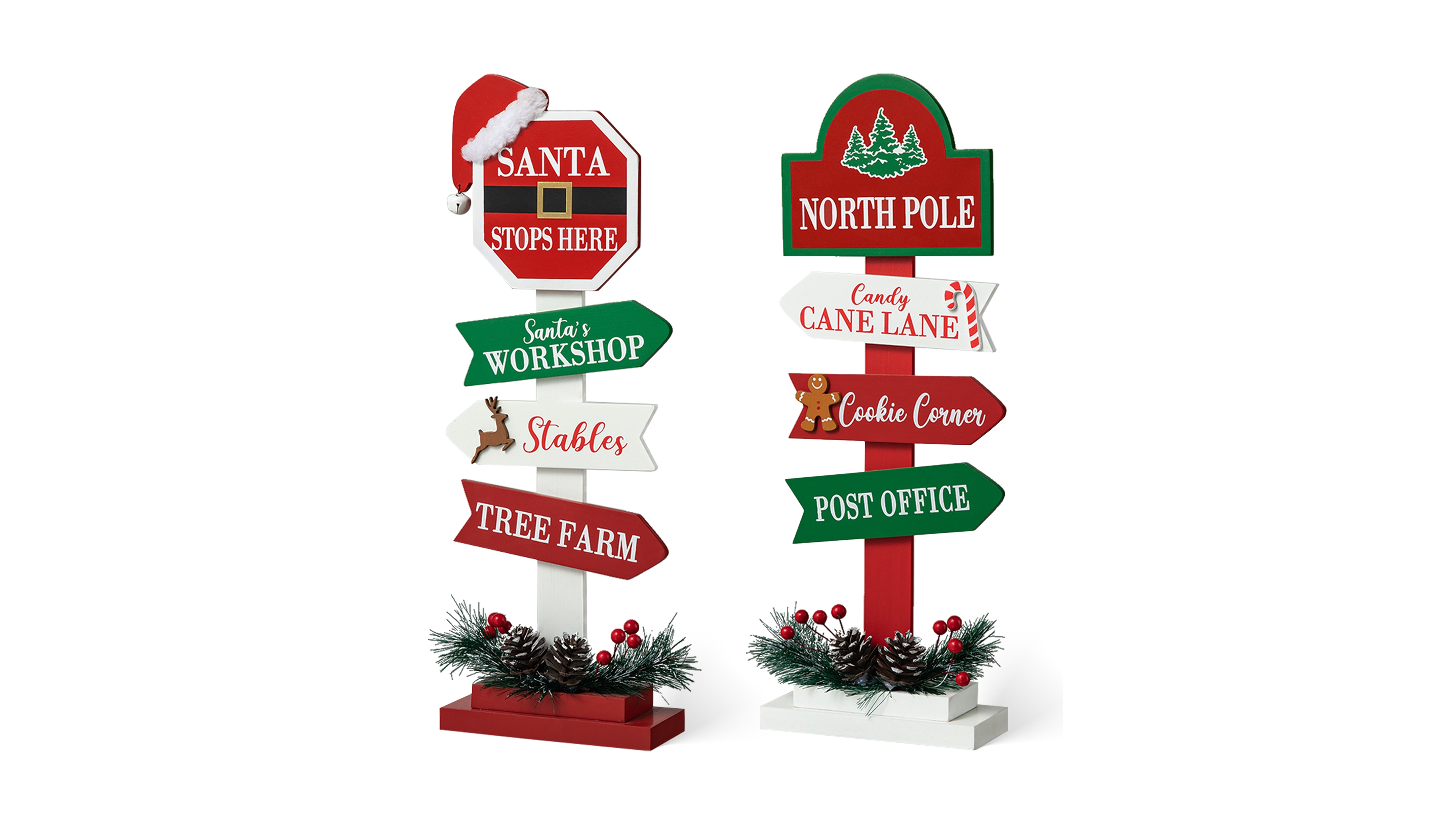 Glitzhome 16.5" H Set of 2 Christmas Wooden Sign Table Decor
