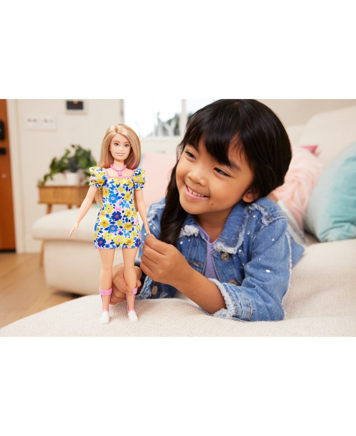 Shop Barbie Fashionistas Doll 208 With  Doll With Down Syndrome Wearing Floral Dress In Multi-color