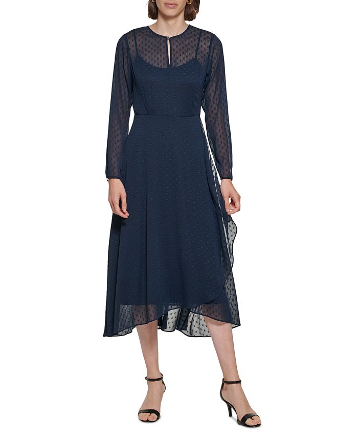Tommy hilfiger chiffon deals clip dot dress