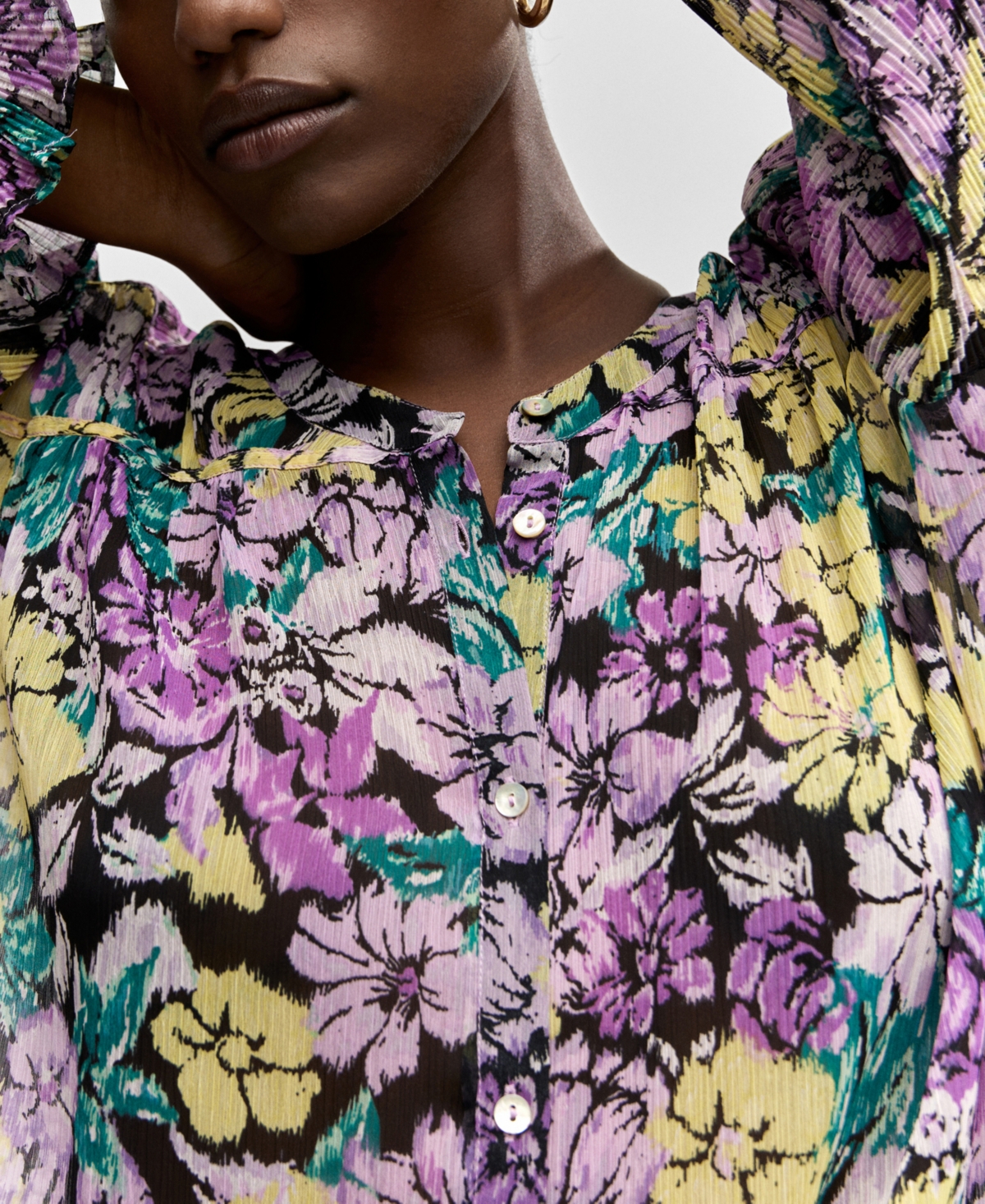 Mango Women's Floral Textured Blouse