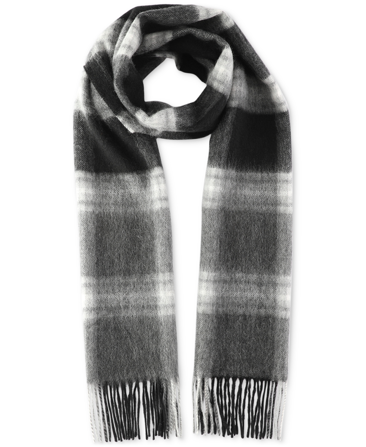 Club Room Men's Maxwell Plaid Cashmere Scarf, Created For Macy's In Black,grey