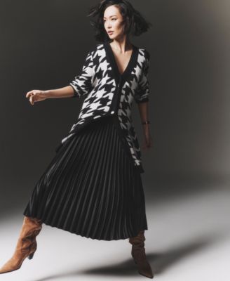 Anne Klein - Women's Houndstooth Jacquard Cardigan