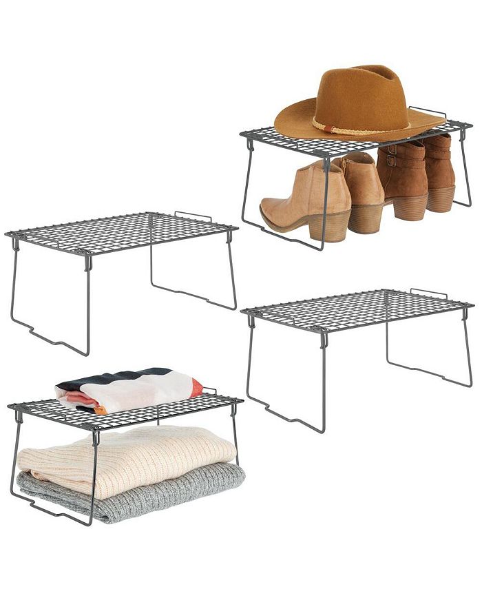 mDesign Stackable Metal Closet Storage Shelves, 4 Pack Dark Gray Macy's