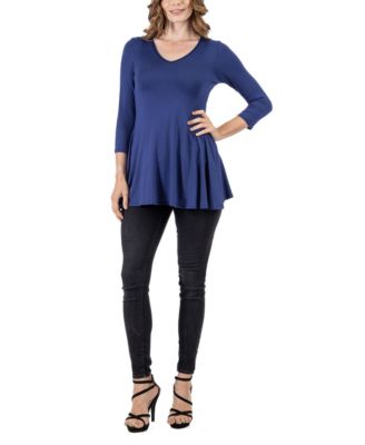 Women's Three Quarter Sleeve V-neck Tunic Top