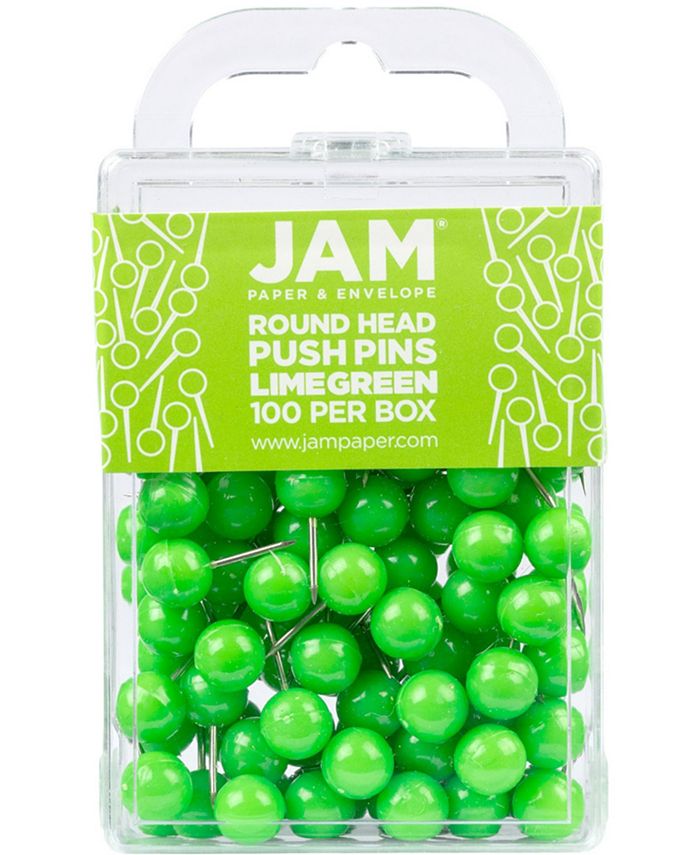 JAM PAPER Colorful Push Pins - Blue Pushpins - 100/Pack 