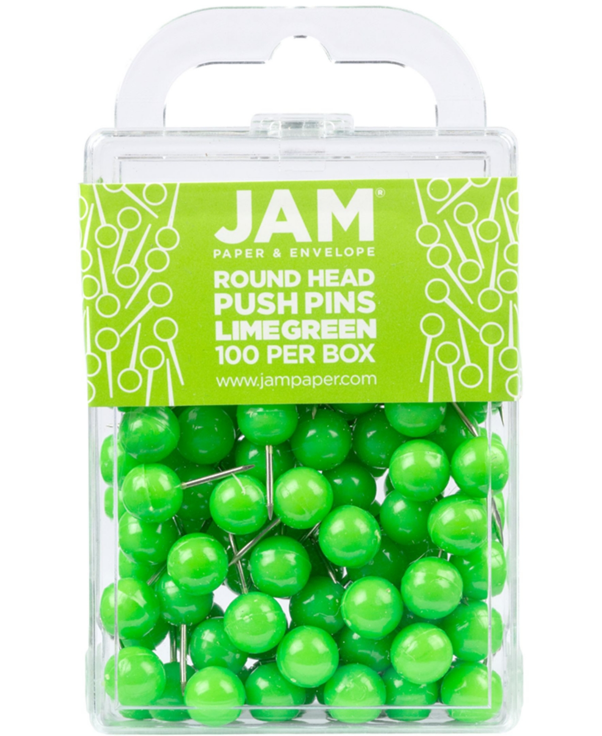 Jam Paper Colorful Push Pins In Lime Green