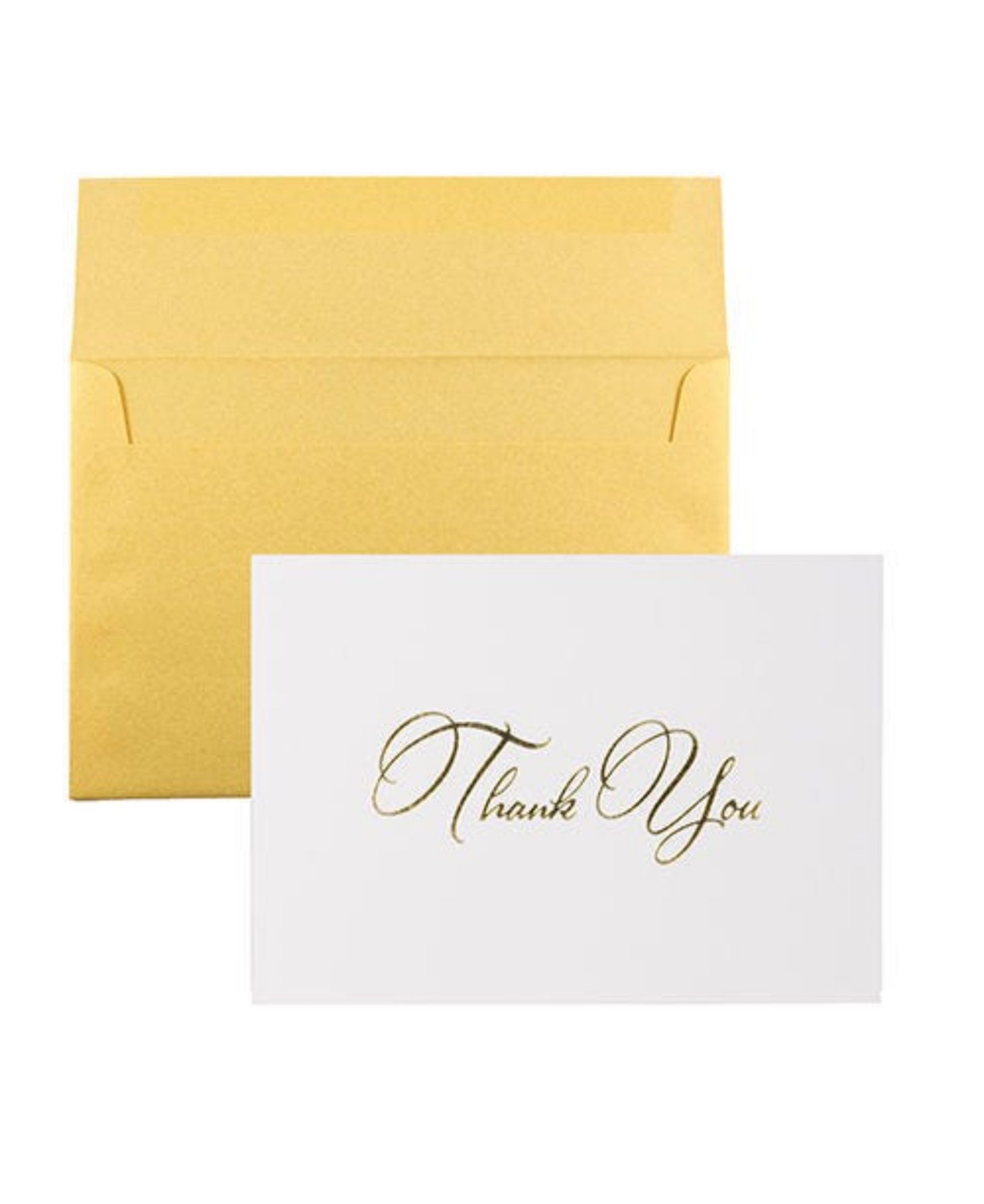 Thank You Card Sets - White Card with Gold-Tone Script Gold-Tone Star Dream Envelopes - 25 Cards and Envelopes - Gold Script Cards Gold Meta