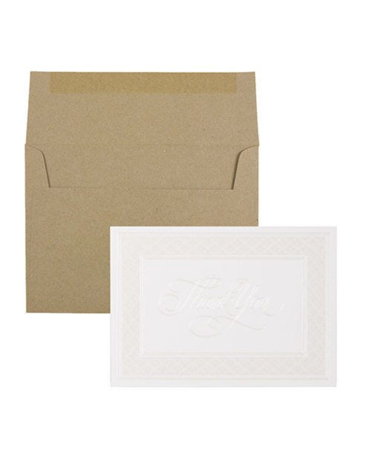 Thank You Card Sets - 25 Cards and Envelopes - Border Cards Brown Kraft Envelopes
