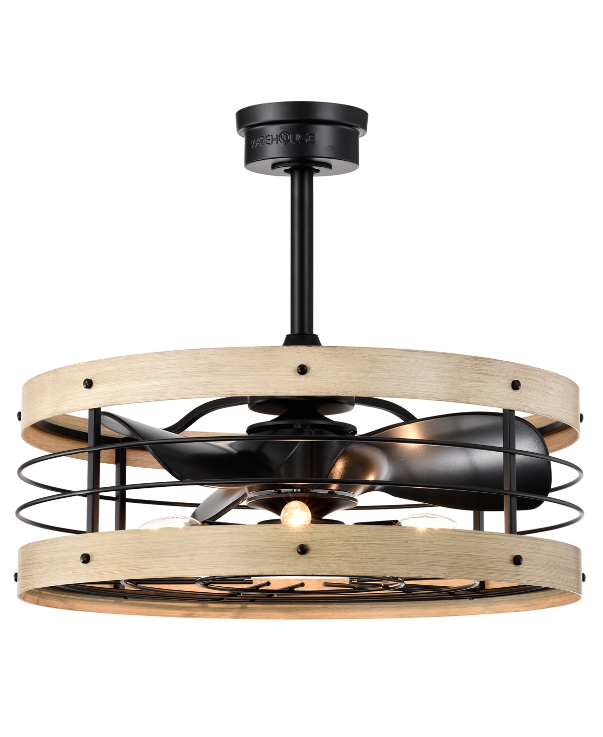 Home Accessories Zulu 25" 5-light Indoor Finish Ceiling Fan With Light Kit In Matte Black And Faux Wood Grain