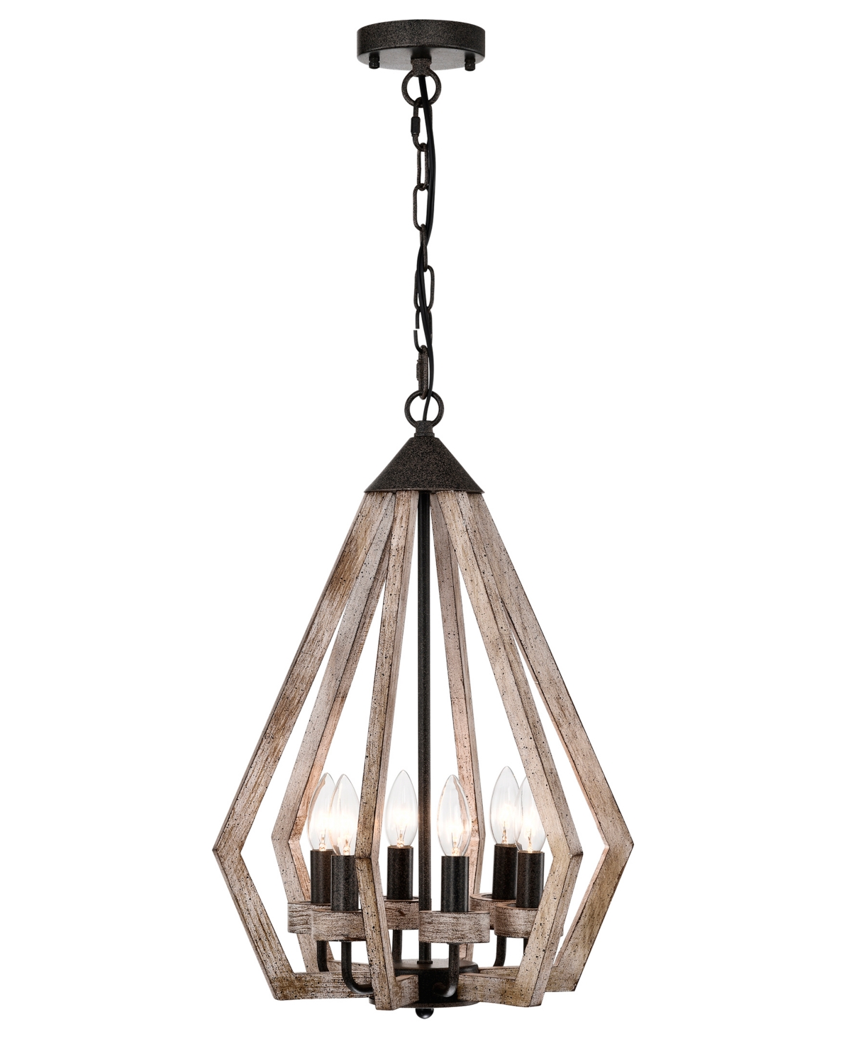 Home Accessories Cydney 16" Indoor Finish Chandelier With Light Kit In Rustic Brown And Faux Wood Grain