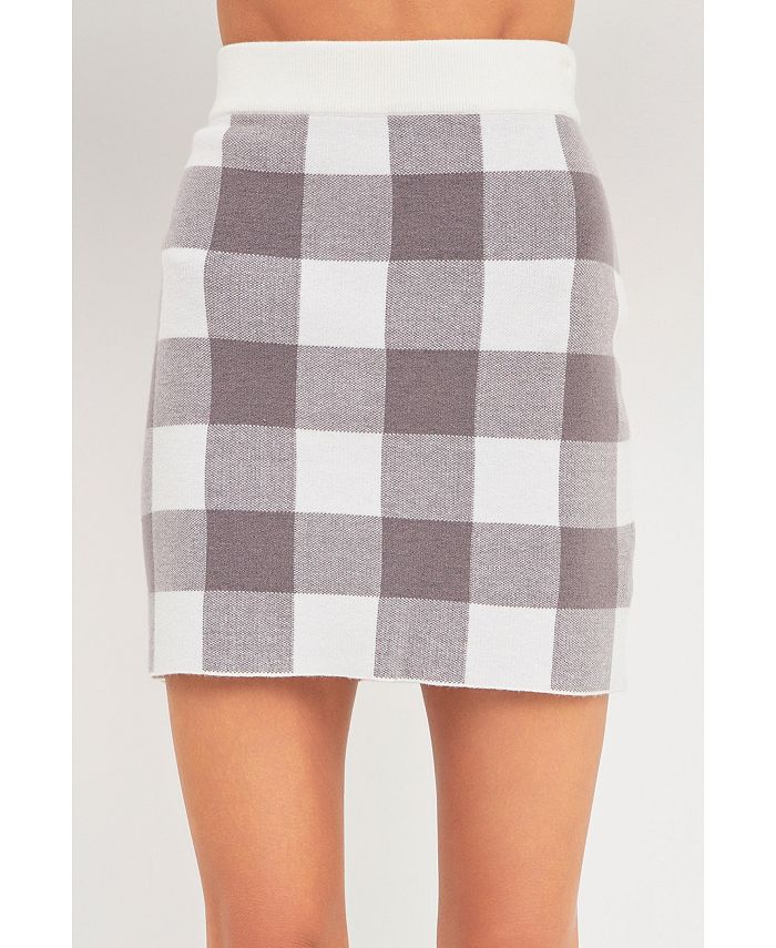 English Factory Women's Multi Gingham Knit Mini Skirt - Macy's