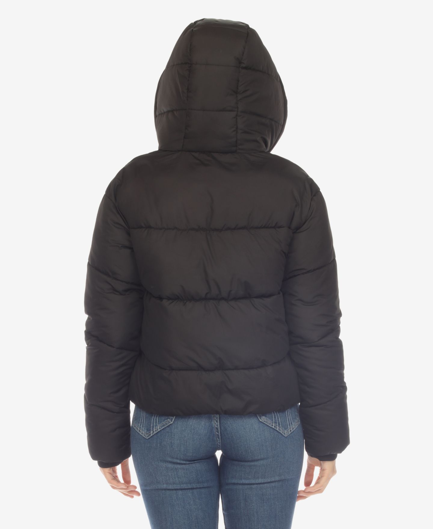 Женская куртка White Mark Full Front Zip Hooded Bomber Puffer, цвет: Чёрный — фото 2