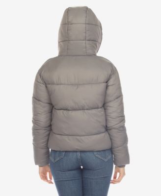 Women's Full Front Zip Hooded Bomber Puffer Jacket