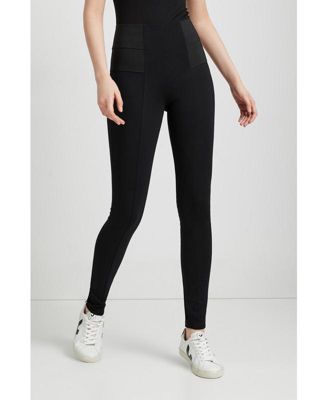 GREASY LEGGINGS - gray viscose leggings with embroidered logo