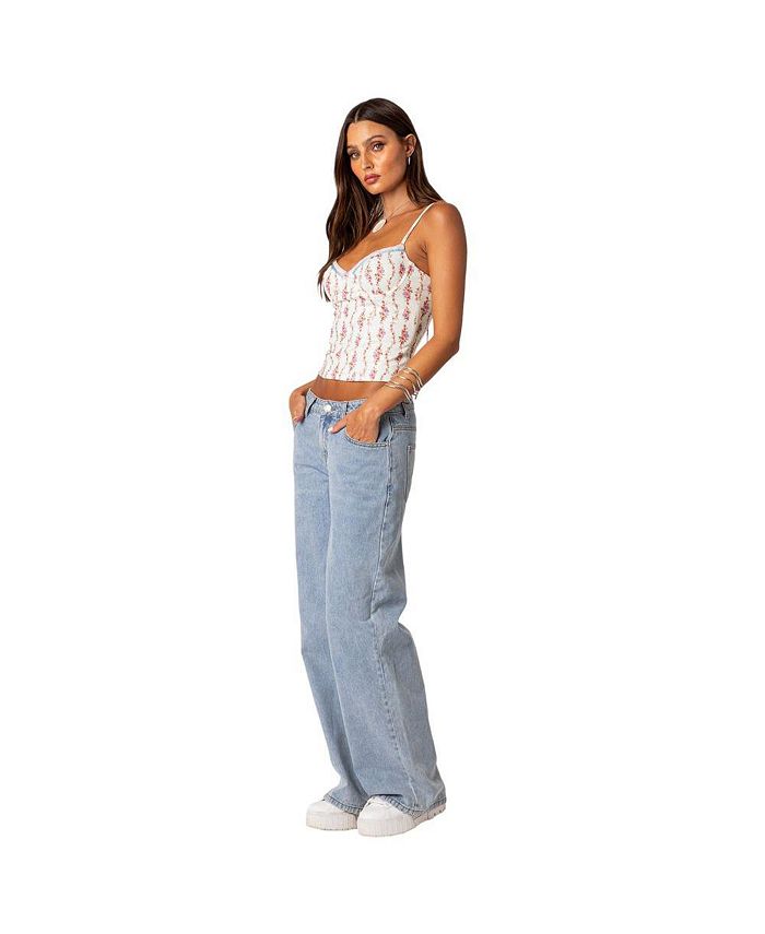 Edikted Indira printed cupped lace up corset Macy's