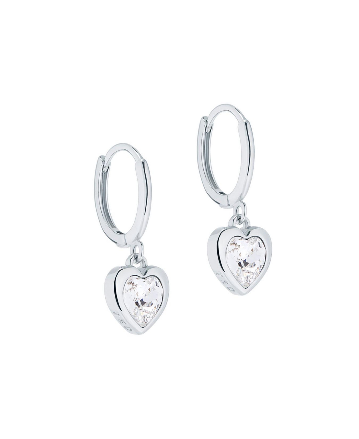 Hanniy: Crystal Heart Huggie Earrings For Women - Rose gold