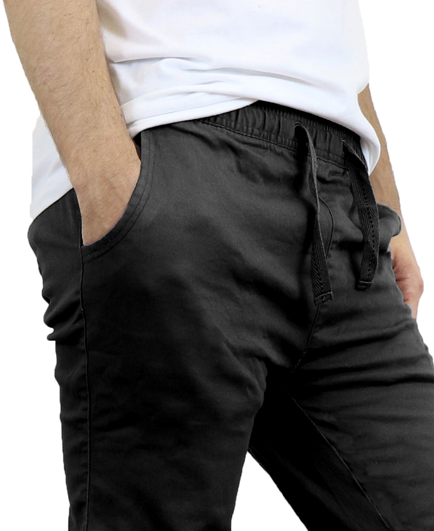 Мужские брюки Galaxy By Harvic Slim Fit Basic Stretch Twill Joggers, Pack of 3, цвет: Чёрный / Хаки — фото 3