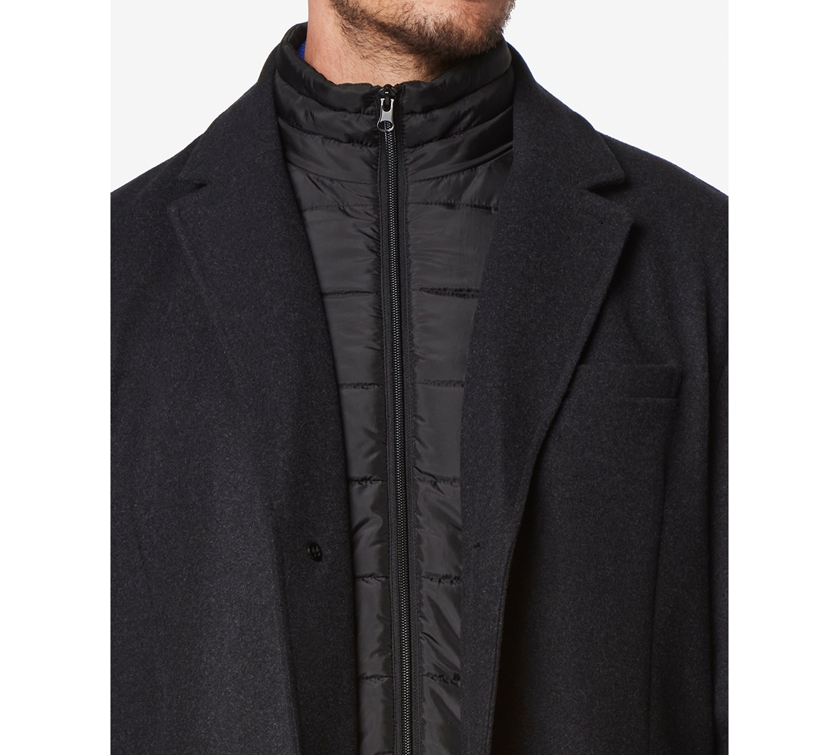 Marc New York Men's Sheffield Melton Wool Slim Overcoat with Interior Bib