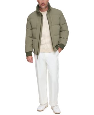 Men's Sideling Stretch Crinkle Down Color Block Bomber Jacket