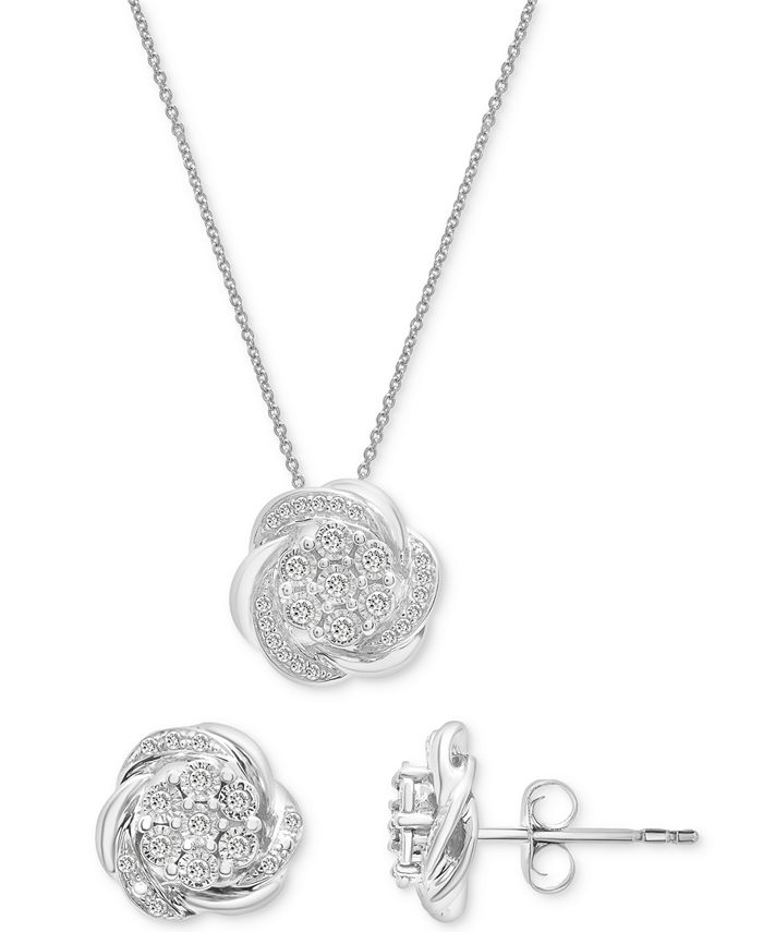 Macy's Diamond Flower Stud Earrings (1/4 ct. t.w.) in Sterling Silver