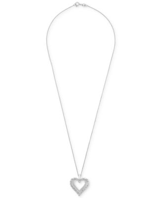 Diamond Open Heart 18" Pendant Necklace (1/4 ct. t.w.) in Sterling Silver, Created for Macy's