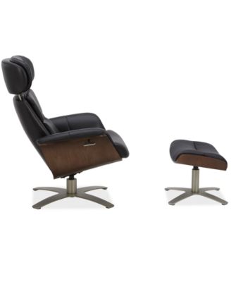 Janer Leather Swivel Chair & Ottoman Set, Created for Macy's