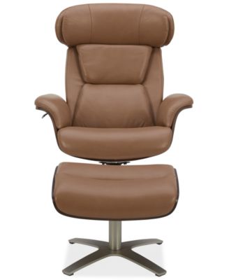 Janer Leather Swivel Chair & Ottoman Set, Created for Macy's
