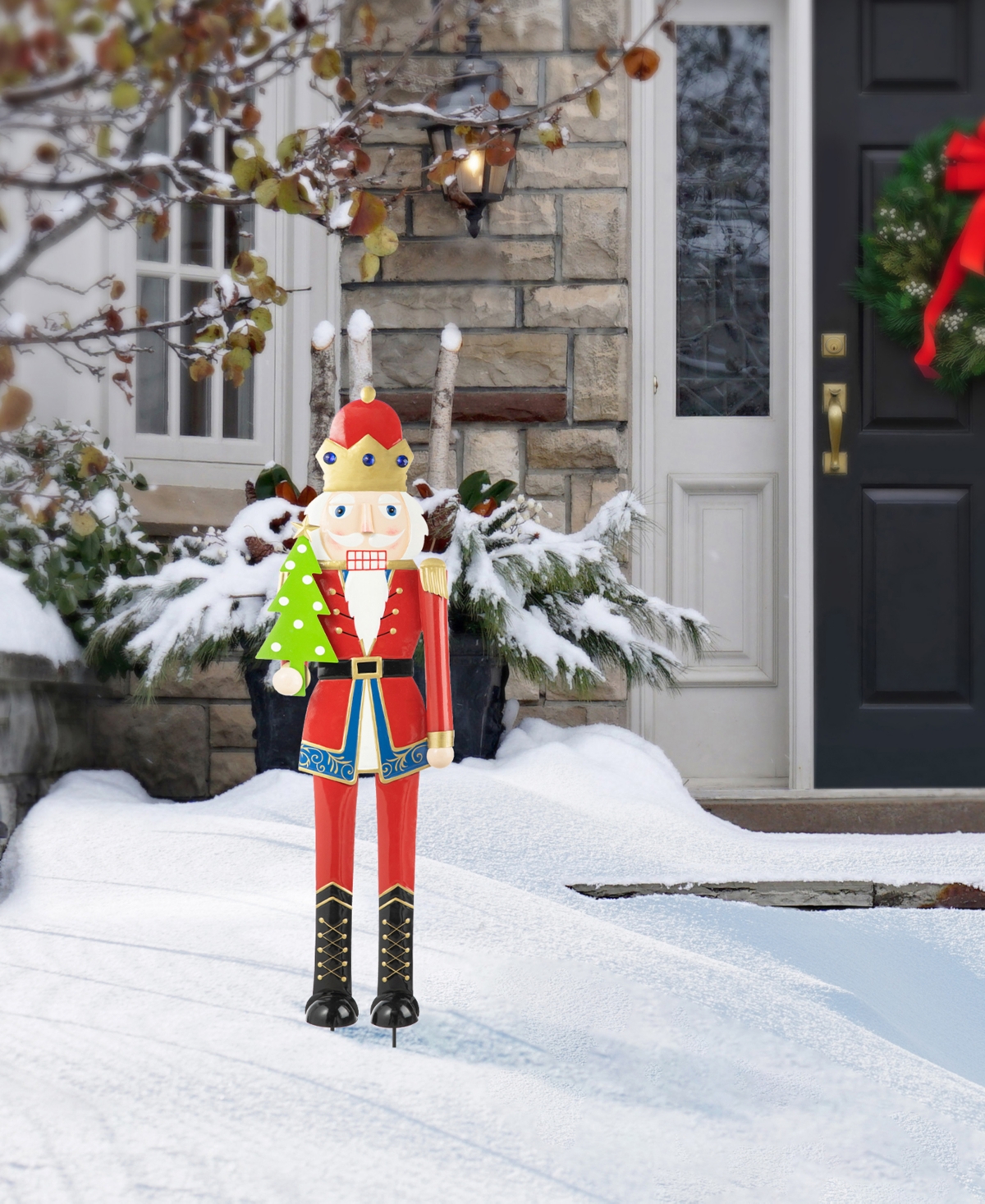 Glitzhome 43.25" H Metal Christmas Nutcracker Yard Stake Or Standing Decor Or Hanging Decor In Multi