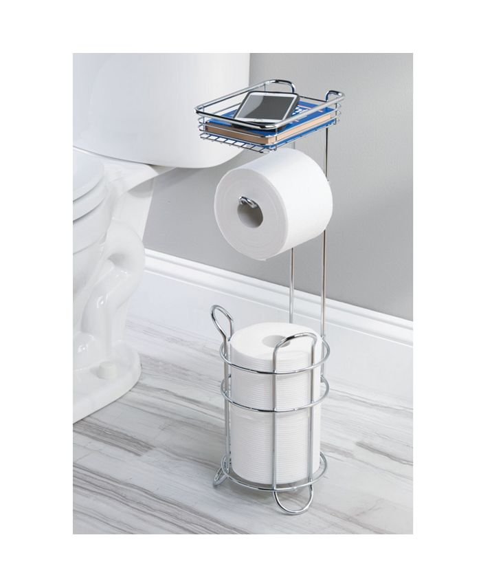 mDesign Steel Free Standing Toilet Paper Holder Stand and Dispenser