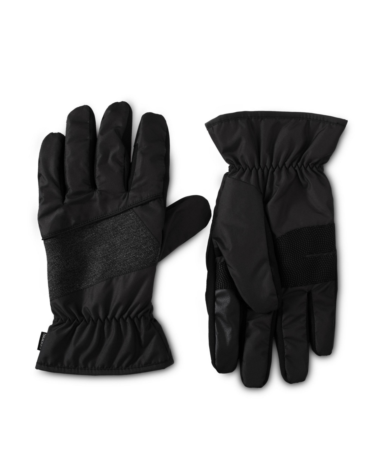 Isotoner Signature Men's Insulated Water Repellent Tech Stretch Piecing Gloves With Touchscreen Technology In Black