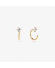 Italian Andiamo 14kt Yellow Gold Over Resin Wide Huggie Hoop Earrings. 3/4