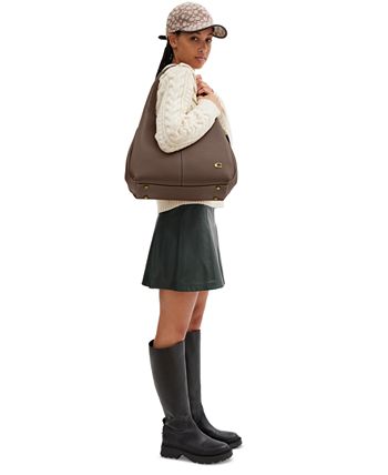 Coach Polished Pebble Leather Lana Shoulder Bag 23, Black: Handbags