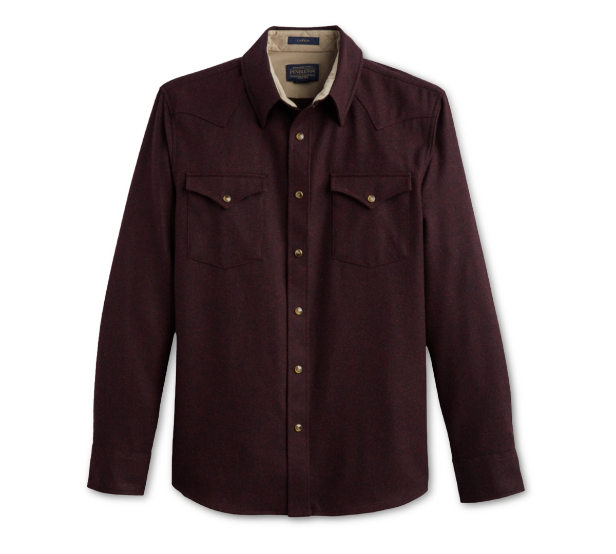 Pendleton Men's Canyon Button-down Wool Western Shirt In Burgundy Mix