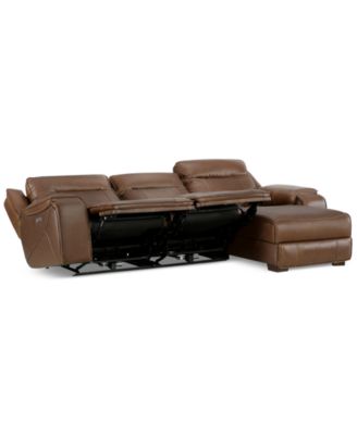 CLOSEOUT! Hansley 3-Pc Zero Gravity Leather Sofa with 2 Power Recliners and Chaise, Created for Macy's