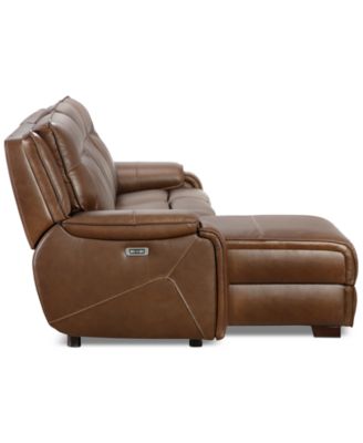 CLOSEOUT! Hansley 3-Pc Zero Gravity Leather Sofa with 2 Power Recliners and Chaise, Created for Macy's