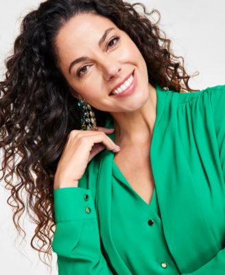 I.N.C. International Concepts Women's Scarf-Neck Long-Sleeve Blouse, Created for Macy's