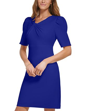 DKNY Women's Puff Sleeve Sheath Dress Blue Size 4