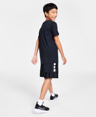Big Kids Sportswear Printed T-Shirt, Elite Dri-FIT Basketball Shorts & Flex Runner 2 Slip-On Running Sneakers from Finish Line