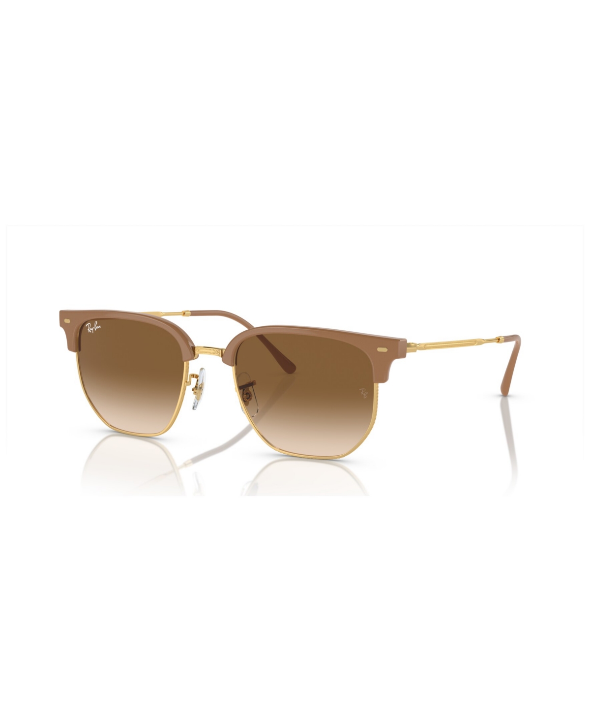 Shop Ray Ban Unisex New Clubmaster Sunglasses, Gradient Rb4416 In Beige On Gold