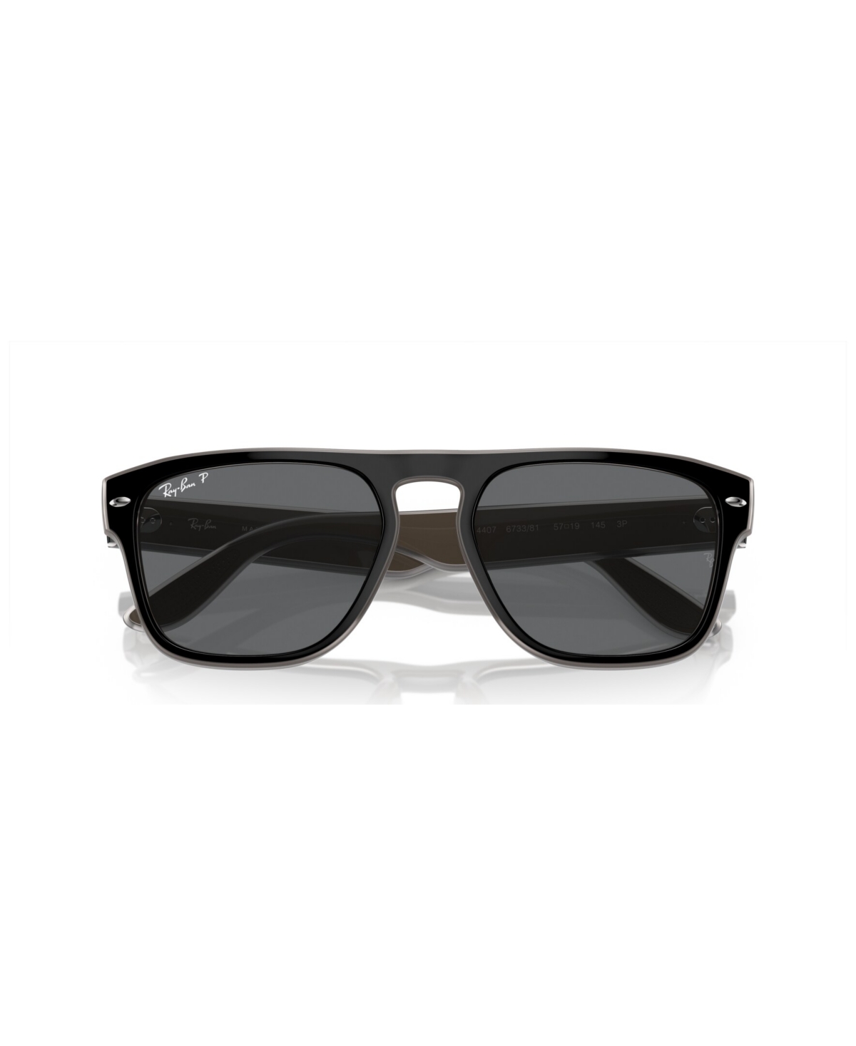 Ray Ban Unisex Polarized Sunglasses, Rb4407 In Black And Light Gray And Transparent Gra