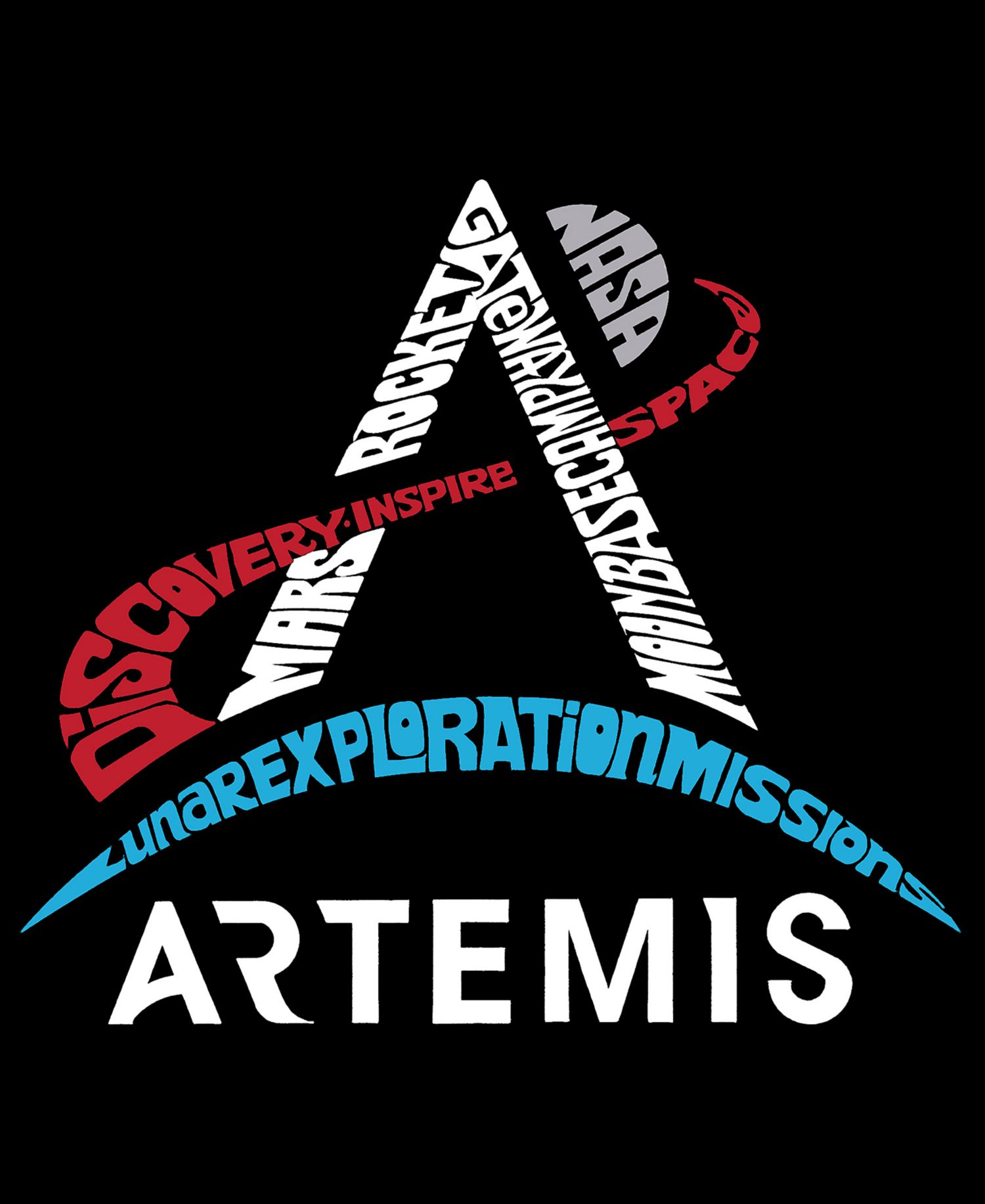 Men's NASA Artemis Logo Printed Word Art T-shirt