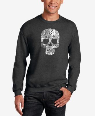 Men's Rock N Roll Skull Word Art Crewneck Sweatshirt