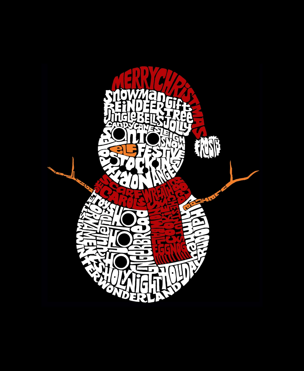 La Pop Art Men's Christmas Snowman Premium Blend Word Art T-shirt