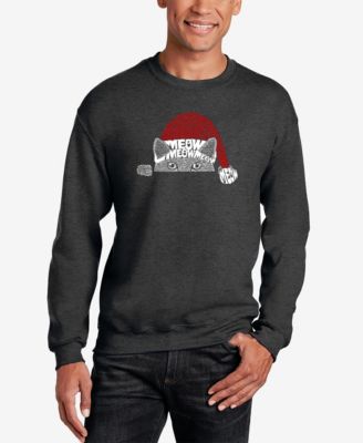 Men's Christmas Peeking Cat Word Art Crewneck Sweatshirt